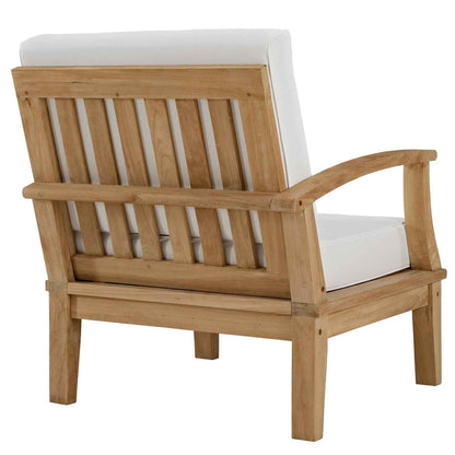Modway Marina 10-Piece Outdoor Teak Patio Dining Set | 8-Seat Table, Chairs & White Cushions | Free Shipping