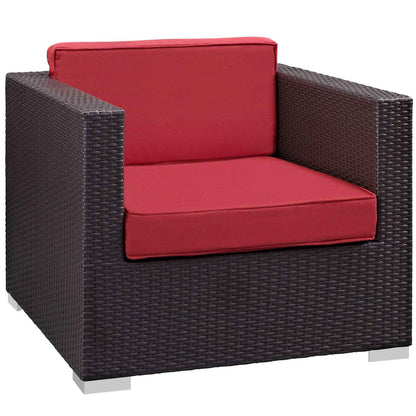 Modway Convene 5-Piece Outdoor Sectional Set | Resin Wicker, Aluminum, 58 lbs, Orange, Mocha, or Red | Free Shipping