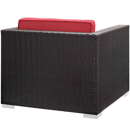 Modway Convene 5-Piece Outdoor Sectional Set | Resin Wicker, Aluminum, 58 lbs, Orange, Mocha, or Red | Free Shipping