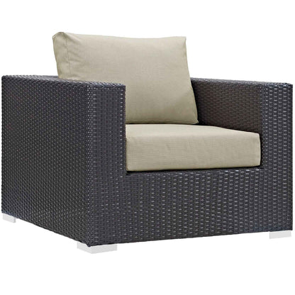 Modway Convene 10-Piece Outdoor Lounge Set | Espresso Frame, Beige, Mocha, or White Cushions, 384 lbs | Free Shipping