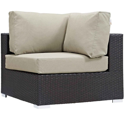Modway Convene 10-Piece Outdoor Lounge Set | Espresso Frame, Beige, Mocha, or White Cushions, 384 lbs | Free Shipping