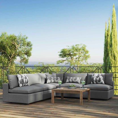 Modway 5-Piece Outdoor Sectional Sofa Set | Modular, Foam Cushions, Charcoal or White, 384 lbs | Free Shipping