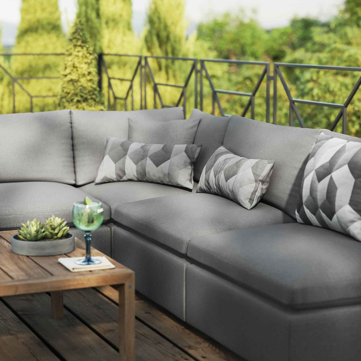 Modway 5-Piece Outdoor Sectional Sofa Set | Modular, Foam Cushions, Charcoal or White, 384 lbs | Free Shipping