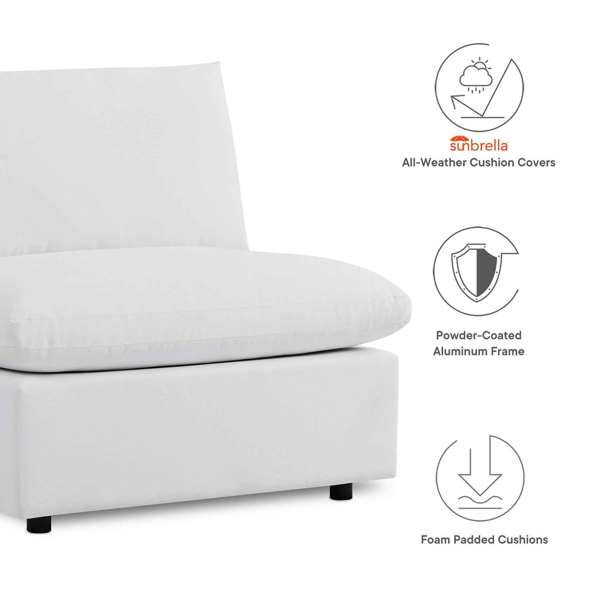 Commix 5-Piece Outdoor Sectional Sofa | Sunbrella® White, Modular, Removable Covers | Free Shipping