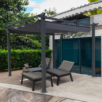 10' x 10' Outdoor Retractable Pergola with Canopy | Aluminum Frame, Gray