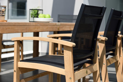 Rinjani Rectangular Teak Dining Table & Fortuna Armchair Set | FSC Teak & Weather-net | LifestyleGarden
