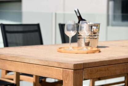 Rinjani Rectangular Teak Dining Table & Fortuna Armchair Set | FSC Teak & Weather-net | LifestyleGarden