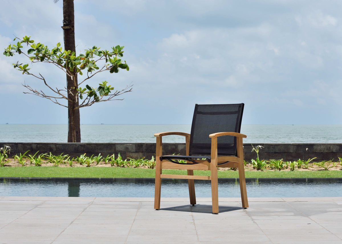 Rinjani Rectangular Teak Dining Table & Fortuna Armchair Set | FSC Teak & Weather-net | LifestyleGarden