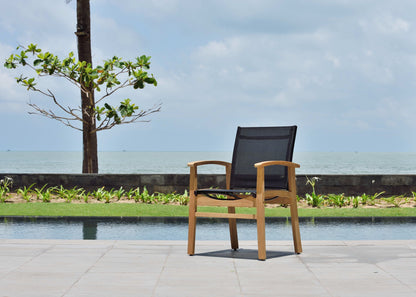 Rinjani Rectangular Teak Dining Table & Fortuna Armchair Set | FSC Teak & Weather-net | LifestyleGarden