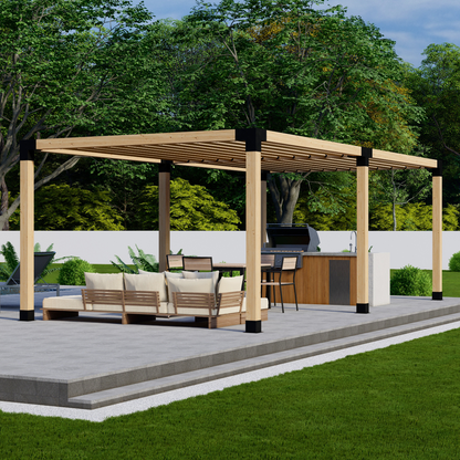Zen Pergolas DIY Freestanding Pergola Bracket Kit with Slatted Roof | Steel Brackets for 4x4 or 6x6 Lumber | Up to 24' x 12'
