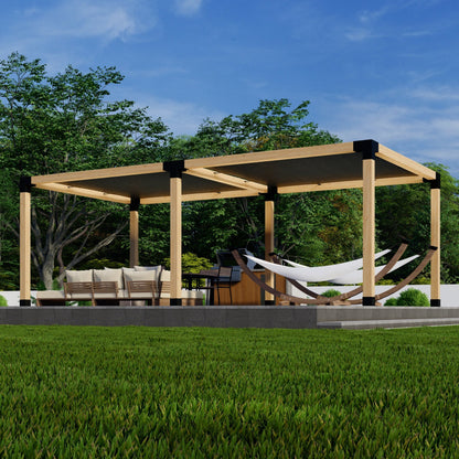 Zen Pergolas DIY Freestanding Pergola Kit with Shade Canopies | Steel Bracket Kit for 4x4 or 6x6 Lumber | Up to 24' x 12'