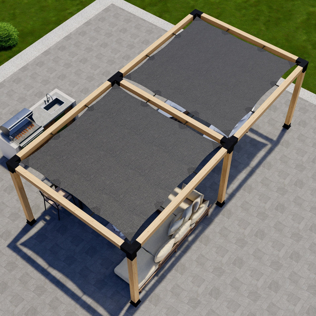 Zen Pergolas DIY Freestanding Pergola Kit with Shade Canopies | Steel Bracket Kit for 4x4 or 6x6 Lumber | Up to 24' x 12'