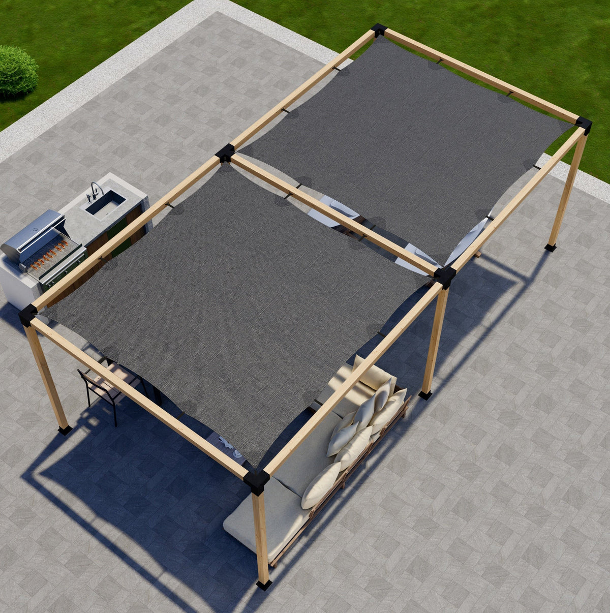 Zen Pergolas DIY Freestanding Pergola Kit with Shade Canopies | Steel Bracket Kit for 4x4 or 6x6 Lumber | Up to 24' x 12'