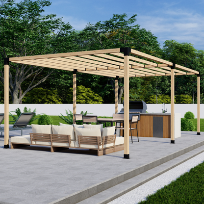 Zen Pergolas DIY Freestanding Pergola Bracket Kit with Slatted Roof | Steel Brackets for 4x4 or 6x6 Lumber | Up to 24' x 12'