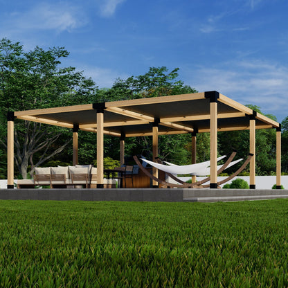 Zen Pergolas DIY Freestanding Pergola Kit with Shade Canopies | Steel Bracket Kit for 4x4 or 6x6 Lumber | Up to 24' x 24'