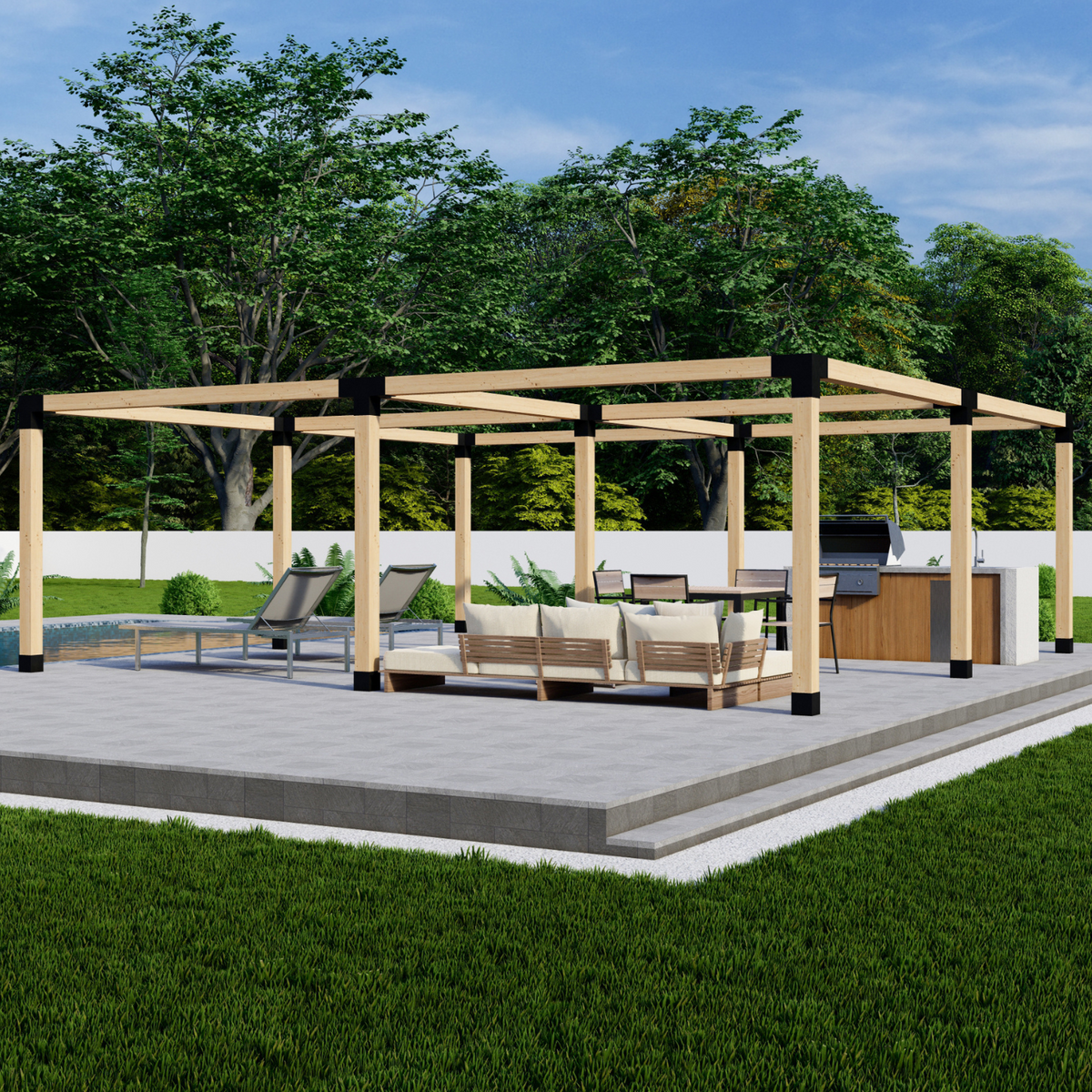Zen Pergolas DIY Freestanding Pergola Bracket Kit, Frame Only | Steel Brackets for 4x4 or 6x6 Lumber | Up to 24' x 24'