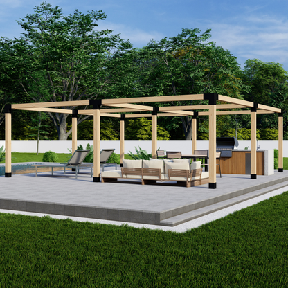 Zen Pergolas DIY Freestanding Pergola Bracket Kit, Frame Only | Steel Brackets for 4x4 or 6x6 Lumber | Up to 24' x 24'