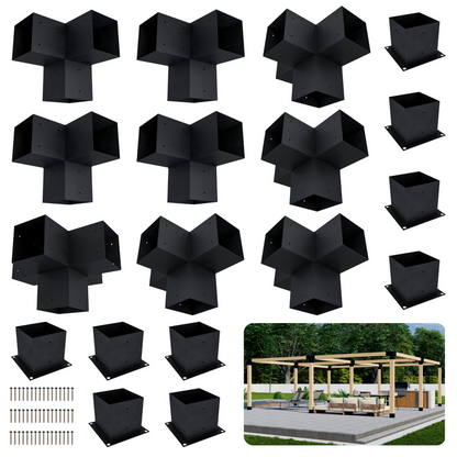 Zen Pergolas DIY Freestanding Pergola Bracket Kit, Frame Only | Steel Brackets for 4x4 or 6x6 Lumber | Up to 24' x 24'