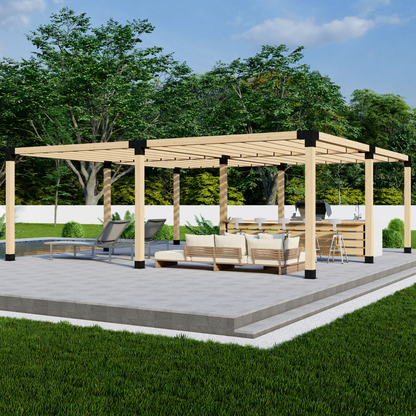 Zen Pergolas DIY Freestanding Pergola Bracket Kit with Slatted Roof | Steel Brackets for 4x4 or 6x6 Lumber | Up to 24' x 24'