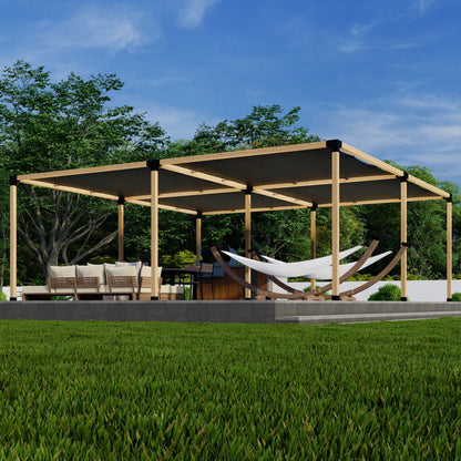 Zen Pergolas DIY Freestanding Pergola Kit with Shade Canopies | Steel Bracket Kit for 4x4 or 6x6 Lumber | Up to 24' x 24'