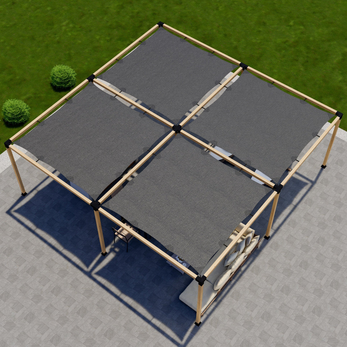Zen Pergolas DIY Freestanding Pergola Kit with Shade Canopies | Steel Bracket Kit for 4x4 or 6x6 Lumber | Up to 24' x 24'