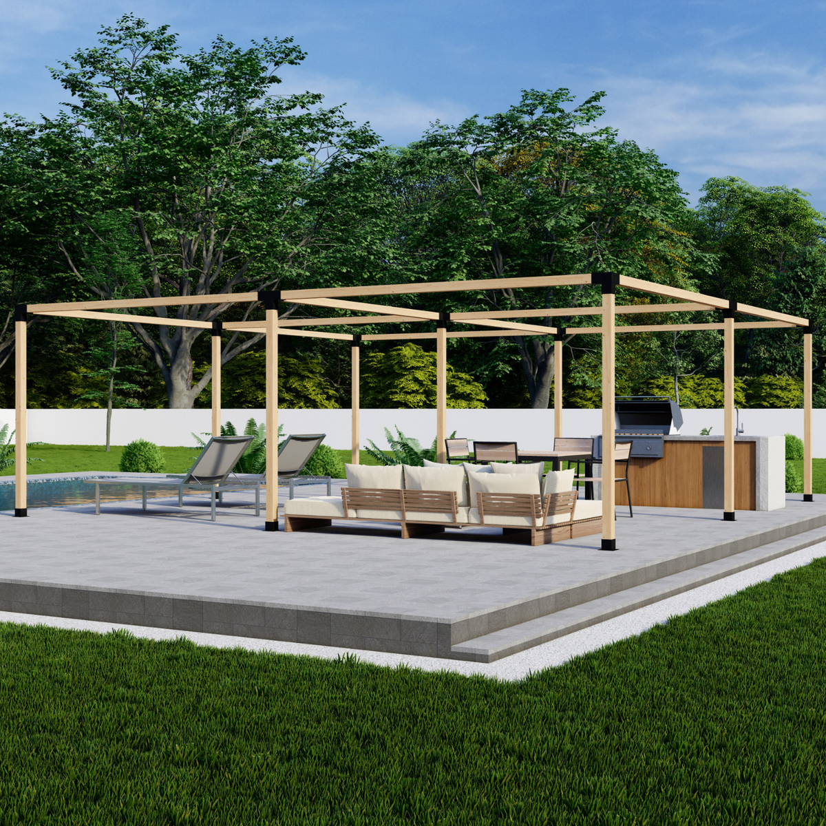 Zen Pergolas DIY Freestanding Pergola Bracket Kit, Frame Only | Steel Brackets for 4x4 or 6x6 Lumber | Up to 24' x 24'