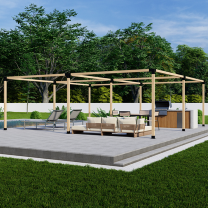 Zen Pergolas DIY Freestanding Pergola Bracket Kit, Frame Only | Steel Brackets for 4x4 or 6x6 Lumber | Up to 24' x 24'