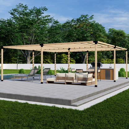 Zen Pergolas DIY Freestanding Pergola Bracket Kit with Slatted Roof | Steel Brackets for 4x4 or 6x6 Lumber | Up to 24' x 24'