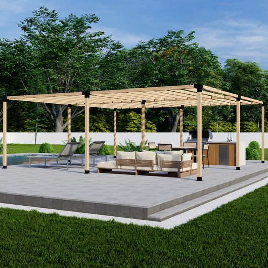 Zen Pergolas DIY Freestanding Pergola Bracket Kit with Slatted Roof | Steel Brackets for 4x4 or 6x6 Lumber | Up to 24' x 24'