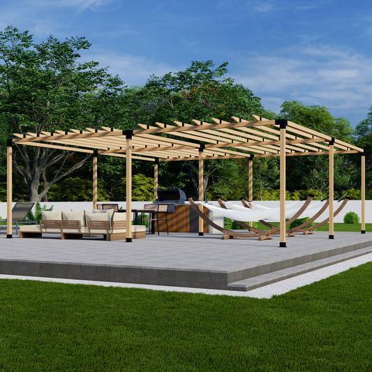 Zen Pergolas DIY Freestanding Pergola Bracket Kit with Roof Rafters | Steel Brackets for 4x4 or 6x6 Lumber | Up to 24' x 24'