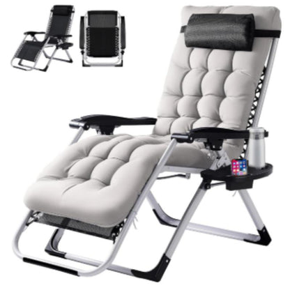 Zero Gravity Recliner Chair | Foldable Patio Lounge Chair with Cup Holder Tray and Removable Cushion | Gray or Black