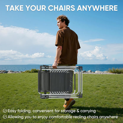 Zero Gravity Recliner Chair | Foldable Patio Lounge Chair with Cup Holder Tray and Removable Cushion | Gray or Black