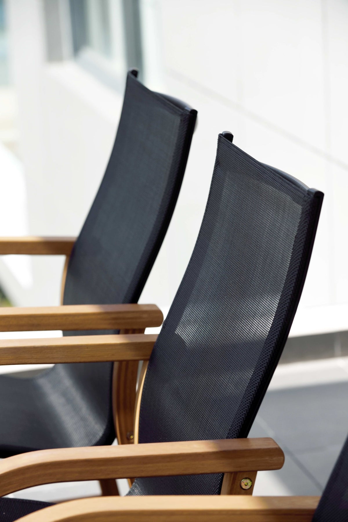 Rinjani 87" Teak Dining Table & 8 Manhattan Black Armchairs | FSC Wood & Weather-net® | LifestyleGarden