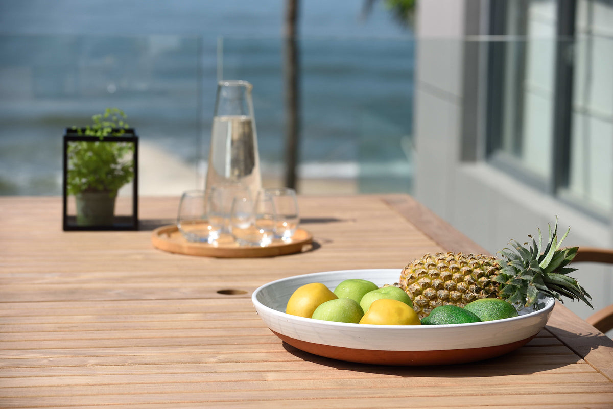 Rinjani Rectangular Teak Dining Table & Fortuna Armchair Set | FSC Teak & Weather-net | LifestyleGarden