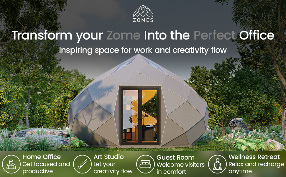 Patio Elegance Zomes Office | Outdoor Office Pod with Panoramic Glass | Weather-Resistant | Free Shipping