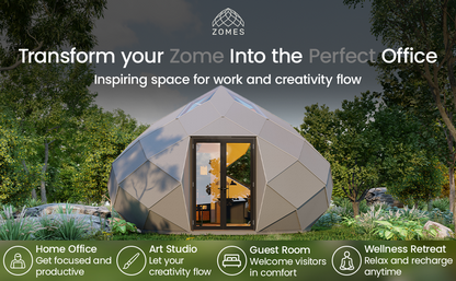 Patio Elegance Zomes Office | Outdoor Office Pod with Panoramic Glass | Weather-Resistant | Free Shipping