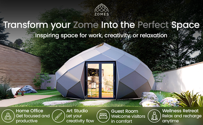 Patio Elegance Zomes Studio | Outdoor Studio Pod with Panoramic Glass | Office, Yoga, Art & Lounge | Free Shipping