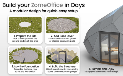 Patio Elegance Zomes Office | Outdoor Office Pod with Panoramic Glass | Weather-Resistant | Free Shipping