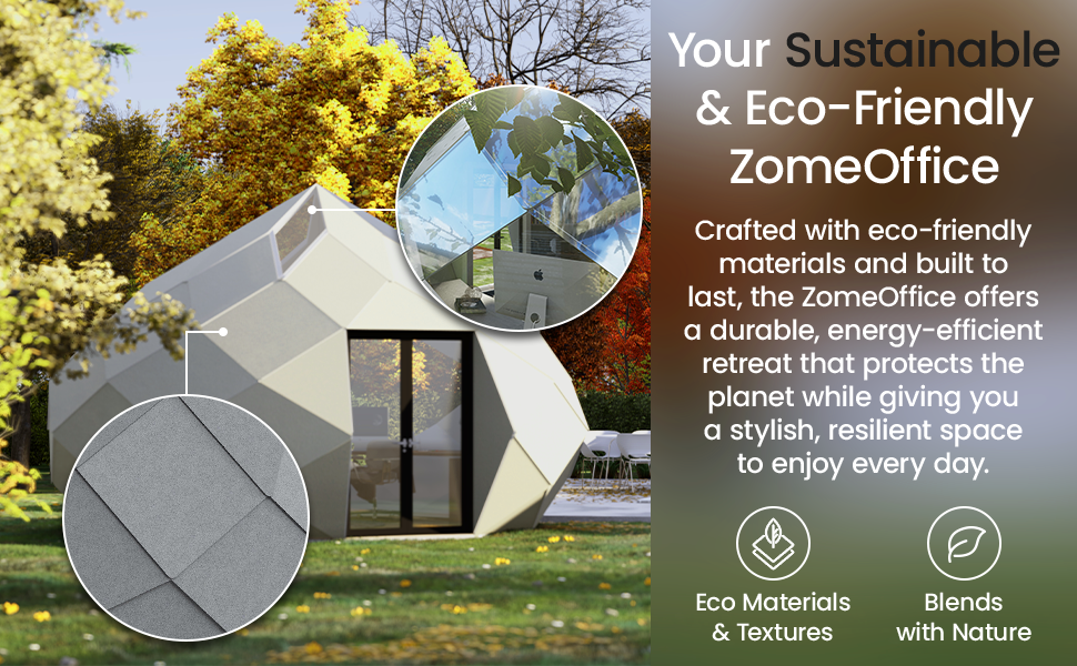Patio Elegance Zomes Office | Outdoor Office Pod with Panoramic Glass | Weather-Resistant | Free Shipping