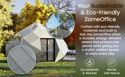Patio Elegance Zomes Office | Outdoor Office Pod with Panoramic Glass | Weather-Resistant | Free Shipping