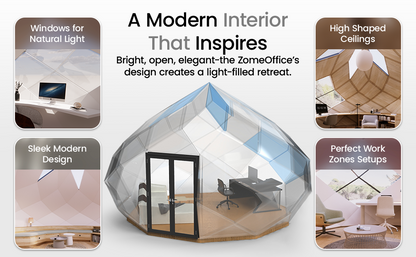 Patio Elegance Zomes Office | Outdoor Office Pod with Panoramic Glass | Weather-Resistant | Free Shipping