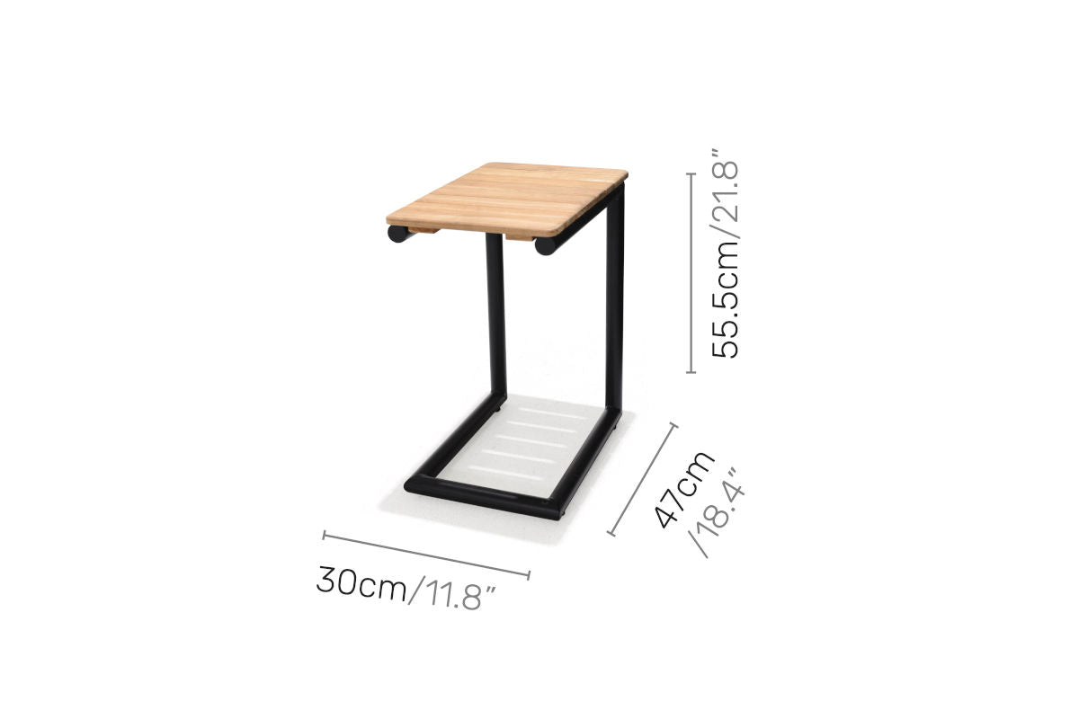 Portals Dark C-Shape Balcony Set | 2-Seater Sofa, C-Shape Side Table & Olefin Cushions | LifestyleGarden