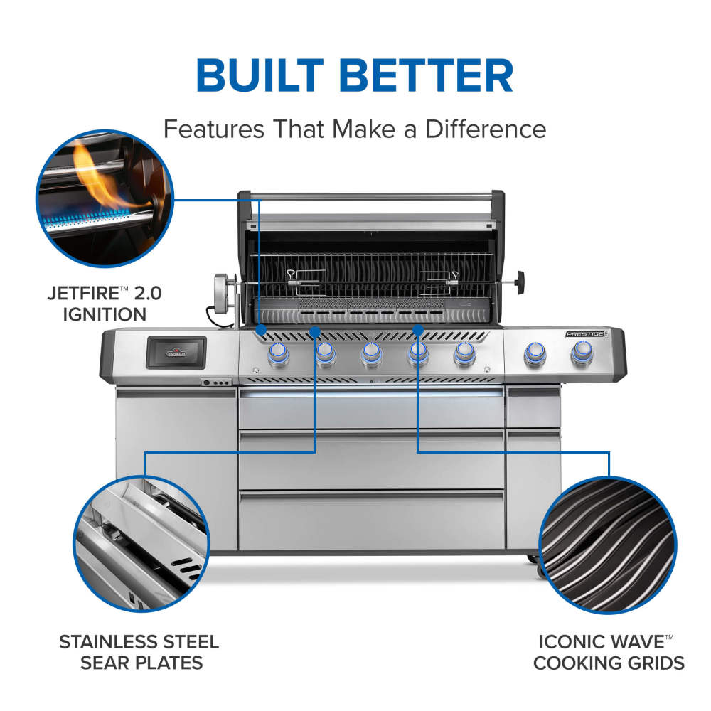 Napoleon Prestige PRO 665 Elite Gas Grill | Smart Technology, Electric Smoker, SIZZLE ZONE® & Rotisserie | Patio Elegance