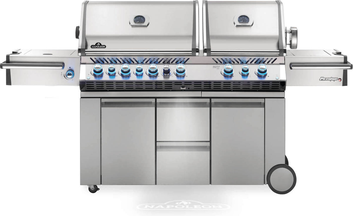 Napoleon Prestige PRO 825 RSBI Gas Grill | Dual Hood, 1,260 sq in, Infrared Sear Station, Power Side Burner & Rotisserie | Patio Elegance