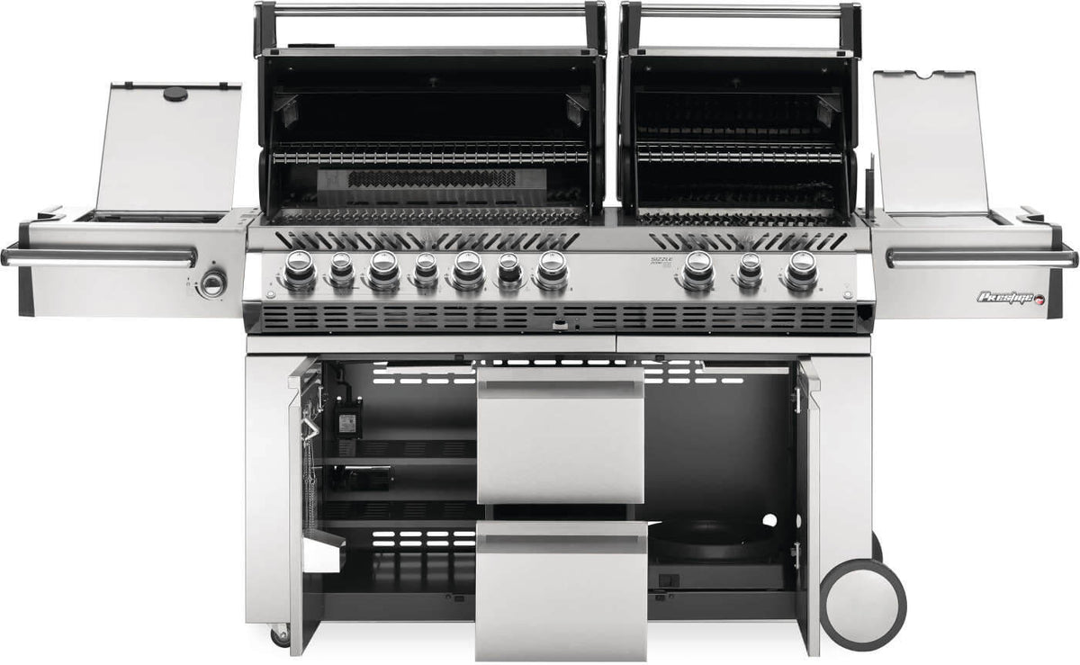 Napoleon Prestige PRO 825 RSBI Gas Grill | Dual Hood, 1,260 sq in, Infrared Sear Station, Power Side Burner & Rotisserie | Patio Elegance