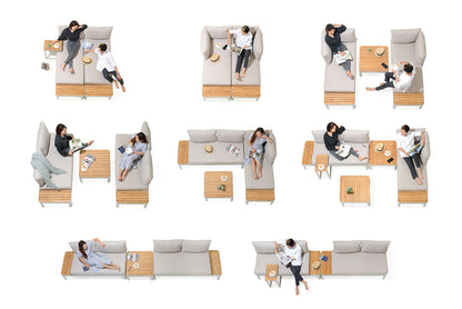 Portals Modular Outdoor Sofa 3-Piece Set | Aluminum & FSC Teak | Olefin Cushions | LifestyleGarden