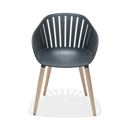 Portals Dark Rectangular Dining Set | 4 Carver Chairs | Aluminum & FSC Teak | LifestyleGarden