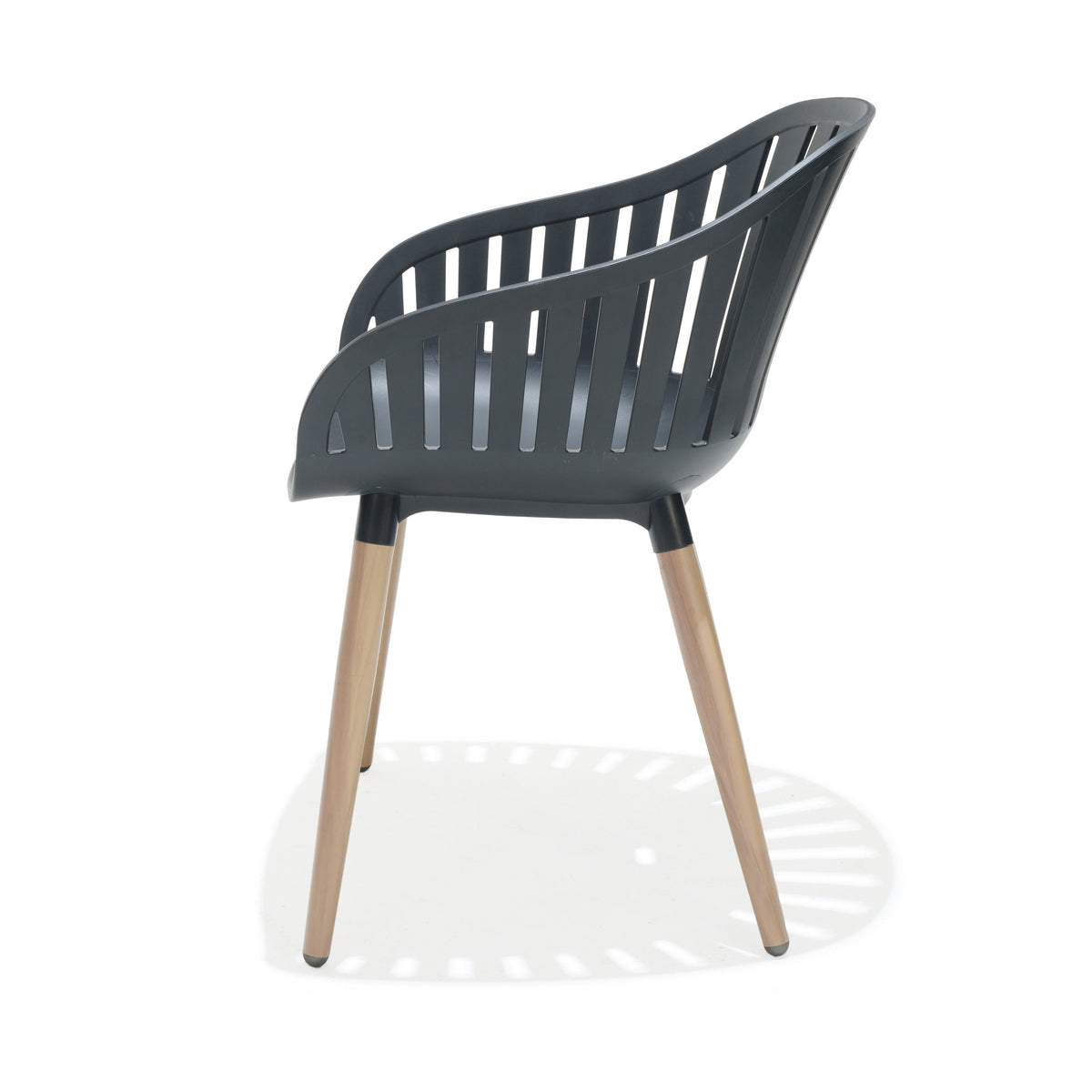 Portals Dark Dining Set | 9-Piece | FSC Teak Table & 8 Nassau Social Plastic® Chairs | LifestyleGarden