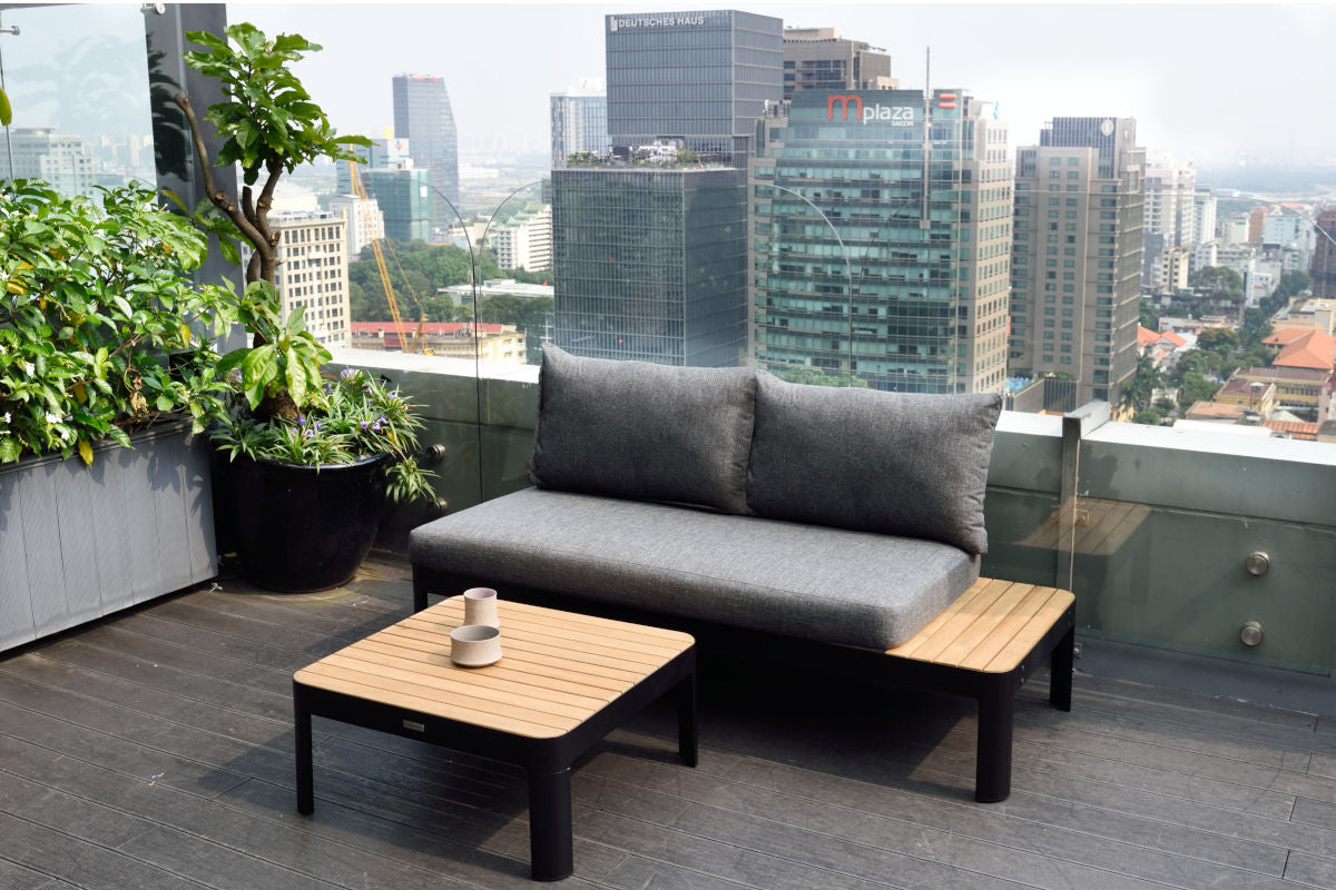 Portals Modular Outdoor Sofa 3-Piece Set | Aluminum & FSC Teak | Olefin Cushions | LifestyleGarden