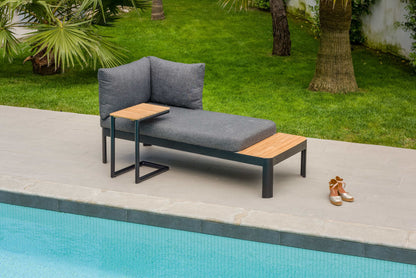 Portals Dark C-Shape Balcony Set | 2-Seater Sofa, C-Shape Side Table & Olefin Cushions | LifestyleGarden